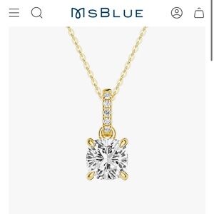 Cushion Cut Moissanite Hidden Halo with Moissanite Bail Fashion Pendant Necklace